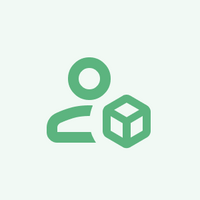 A green logo featuring a person holding a cube, representing creativity and innovation.