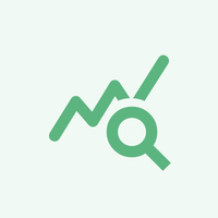 A green logo featuring a magnifying glass and a graph, representing the concept of search and analysis.