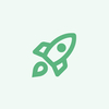 A green rocket logo on a white background, representing innovation and progress.
