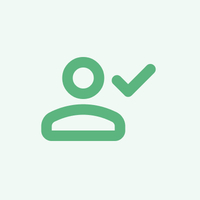 A green icon with a person's head and a tick symbol, representing successful verification.