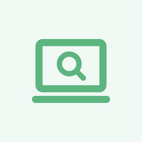 A laptop icon with a magnifying glass, symbolizing search or investigation.