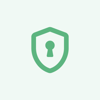 A green shield with a keyhole, symbolizing security and access.
